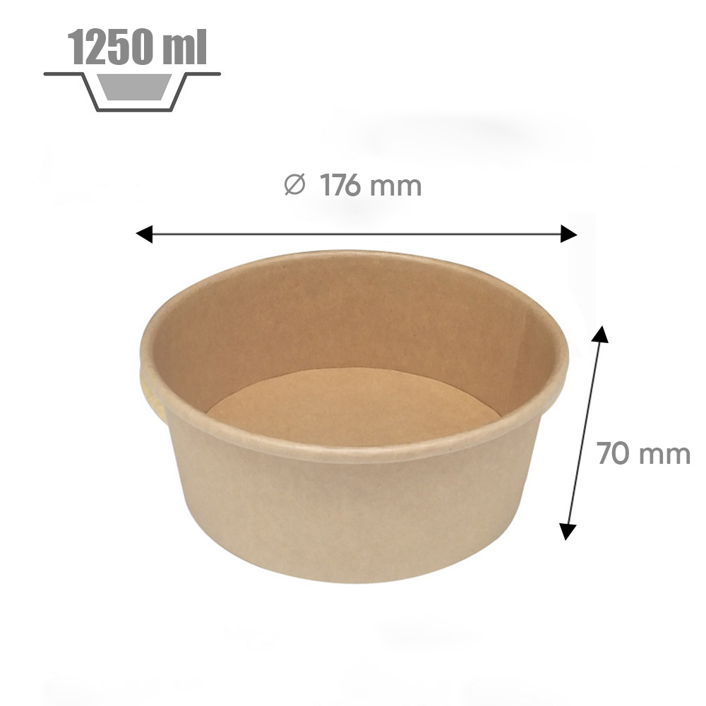 Pot salade en carton kraft brun 1250 ml